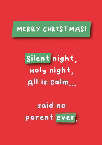 Merry Christmas - Silent Night - Parent Card created by Hartfelt Designs