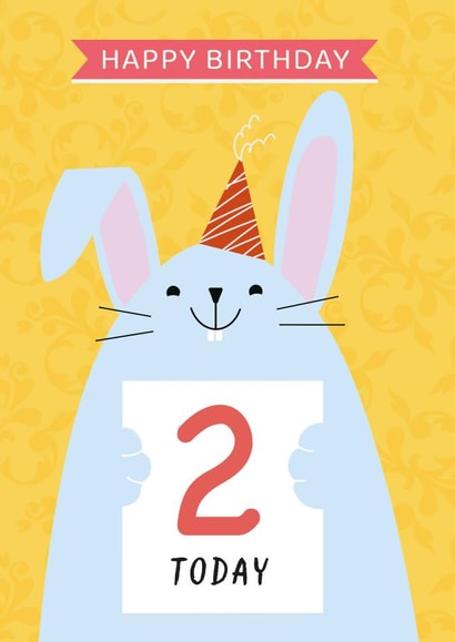 Cute Birthday Card - 2nd - Rabbit created by Paper Heart Designs