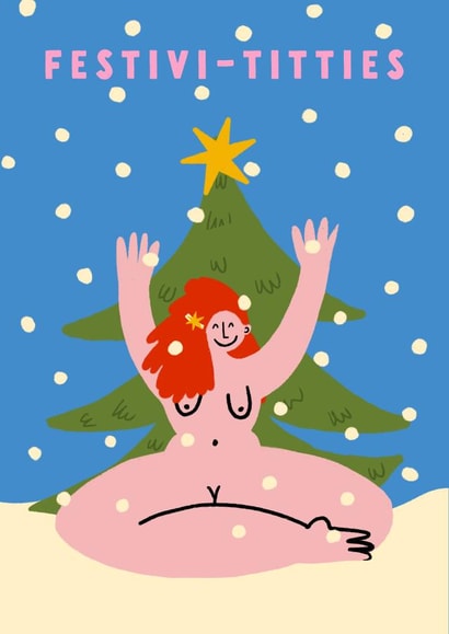 Funny Christmas Card - Festiv-titties created by Lucy Maggie Designs
