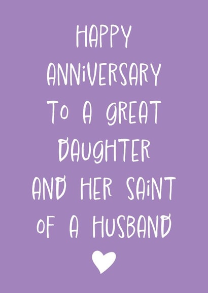 Funny Anniversary Card - Daughter and Husband - Saint created by size3art