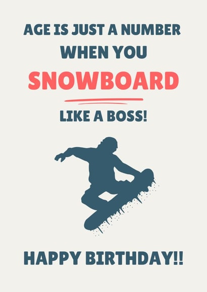 Funny Birthday Card - Snowboard Like a Boss created by Bolt + Paper
