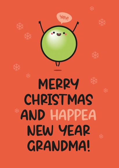 Cute Christmas Card - Grandma - Pea Pun created by Twisted Haggis