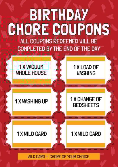 Funny Birthday Card - Chore Coupon/Voucher created by AbiGoLucky