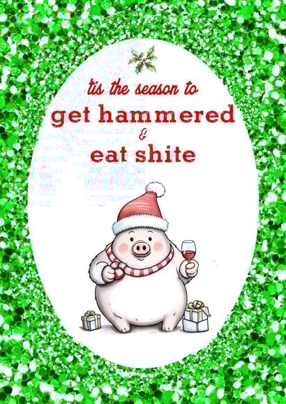 Cute funny Christmas card - piggy created by crackerjack
