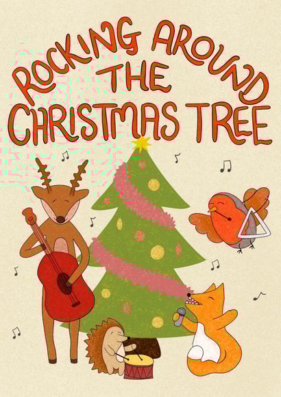 Cute Christmas Card - Rocking Around The Christmas Tree created by Doris Dishcloth