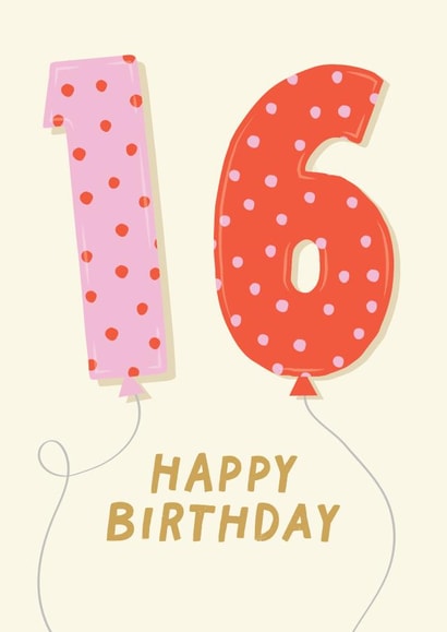 Fun Birthday Card - 16th - Balloons - Female created by Pixie Studio