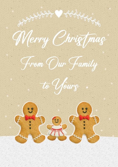 Cute Christmas Card - Our Family to Yours - LGBTQ+ - Two Dads and Daughter created by Mo&Co