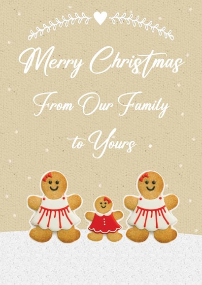 Cute Christmas Card - Our Family to Yours - LGBTQ+ - Two Mums and Daughter created by Mo&Co