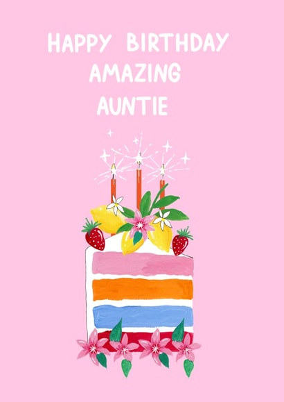 Classic Birthday Card - For Auntie - Cake created by Naughty Nice