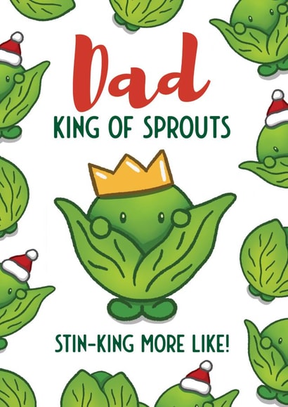 Funny Christmas Card - Dad - King of Sprouts created by Bev O'Connor || @oconnordesign