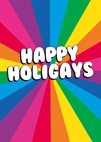 Colourful LGBTQ+ Christmas card - Happy Holigays created by Dean Morris Cards