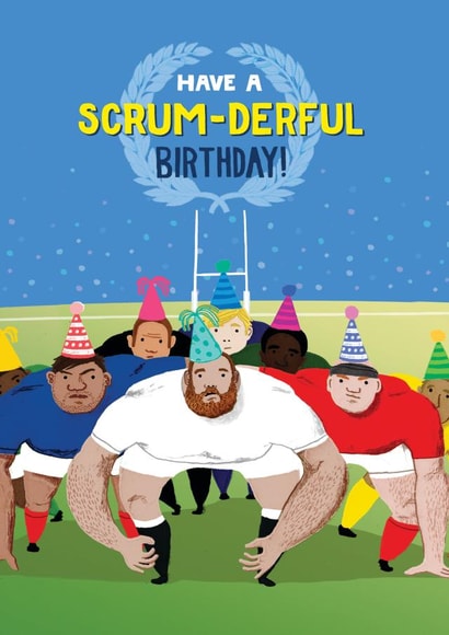 Funny Birthday Card - Rugby Scrum created by Pencilface