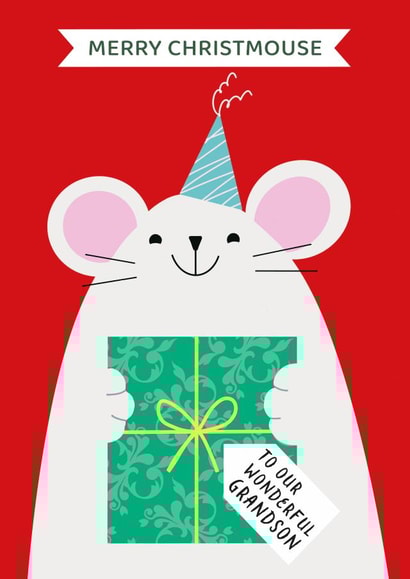 Cute Christmas Card - Grandson - Mouse created by Paper Heart Designs