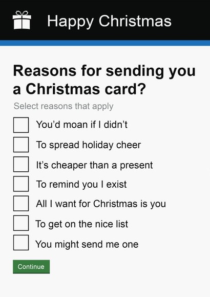 Christmas Card | Cheeky | Funny | Government Gateway Reasons created by Pottsy Prints