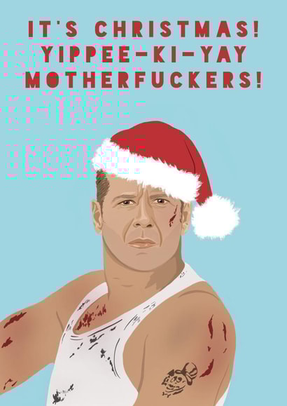 Funny Christmas Card - Die Hard - John McClane created by Lucy Maggie Designs