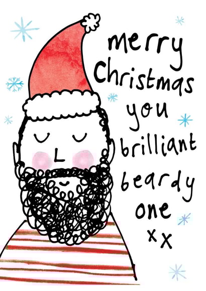 Cute Christmas Card - For Him - Brilliant Beard created by Bow & Bell