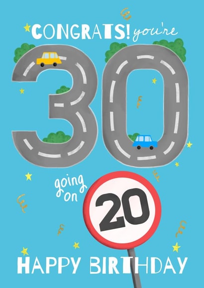 Happy 30th Birthday - Speed Limit Card created by Sian Moore Illustration