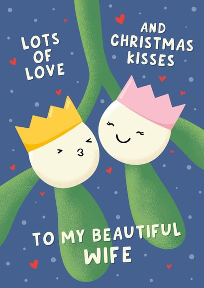 Cute Christmas Card - Wife - Mistletoe Kisses created by Fliss Muir