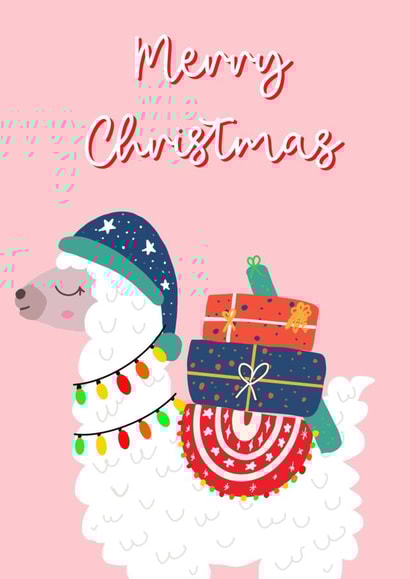Christmas cute Llama card- merry Christmas created by Sneakysquid