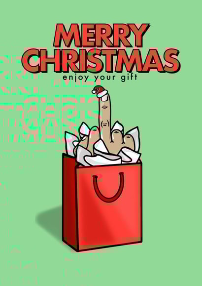 Christmas - Middle Finger Gift Bag - Santa Hat created by fyou cards