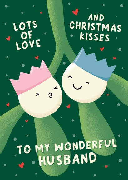 Cute Christmas Card - Husband - Mistletoe Kisses created by Fliss Muir