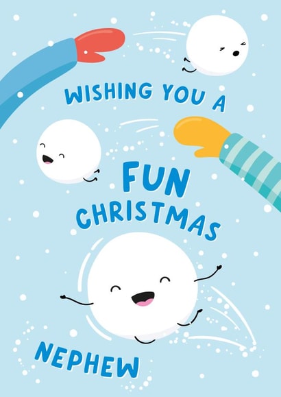 Cute Christmas Card - Nephew - Snowball created by Macie Dot Doodles