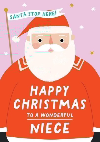 Cute Christmas Card - Santa - Happy Christmas to a Wonderful Niece created by Pixie Studio
