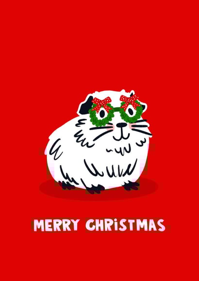 Funny Christmas Card - Guinea Pig in Glasses created by Lucy Maggie Designs