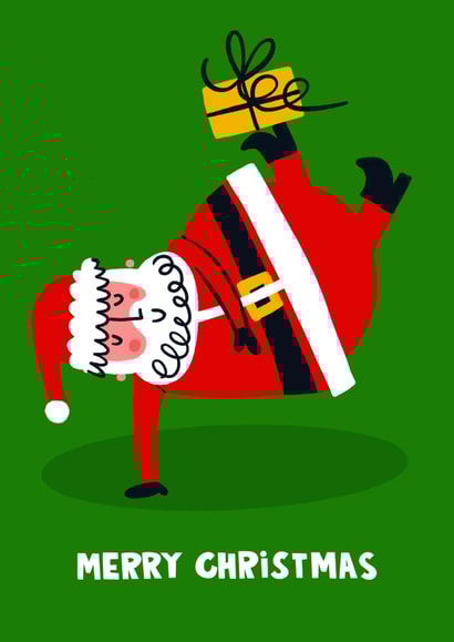 Funny Christmas Card - Dancing Santa Claus Present created by Lucy Maggie Designs