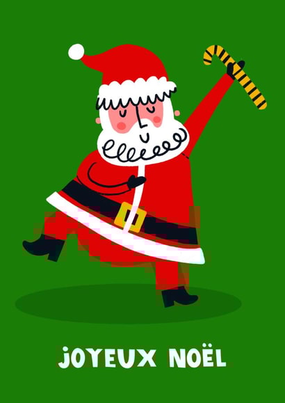 Funny Christmas Card - Dancing Santa Claus Candy Cane created by Lucy Maggie Designs
