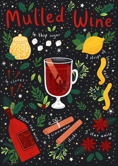 Mulled Wine Recipe Christmas Card created by Pear Tree Press