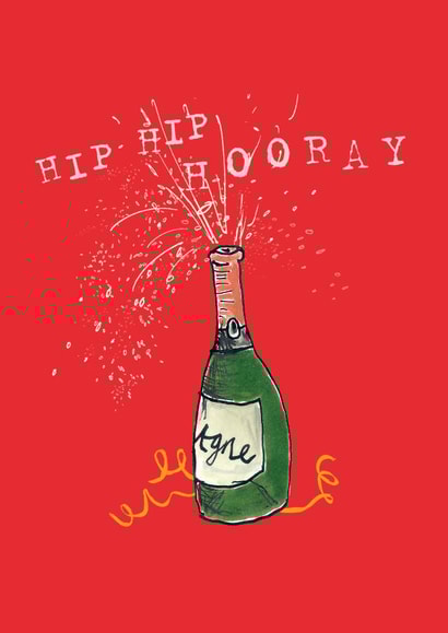Hip-Hip Hooray - Champagne Celebration - Greetings Card created by Poet and Painter