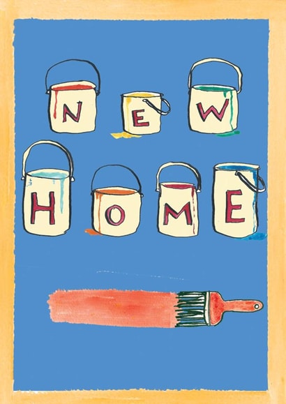 New Home Card, Quirky Paint Bucket Greeting Card created by Poet and Painter