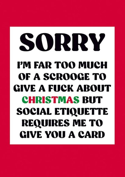 Rude and Funny Christmas Card - Social Etiquette created by Dean Morris Cards