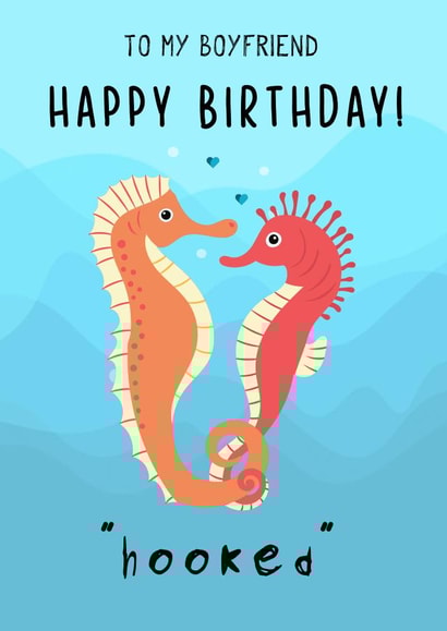 Cute Funny Birthday Card - Boyfriend - Seahorse created by The Chick & the Duck