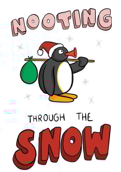 Funny Pingu Christmas Card - Penguin 90's Kids TV created by Bishop, Please!