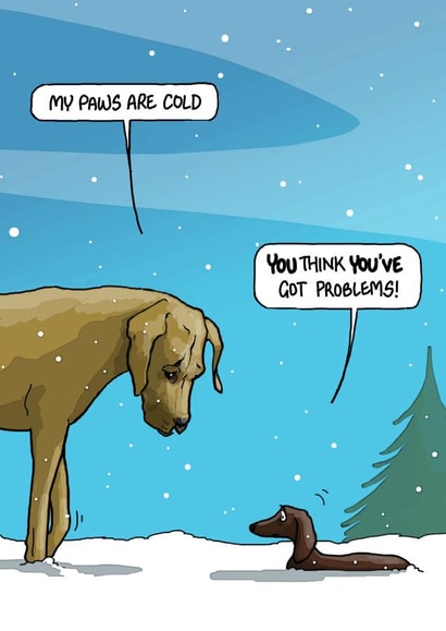 Funny Christmas Card - Cold Paws - Dachshund created by Bryony Jackson Walters
