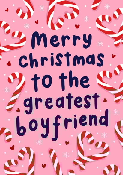 Cute Christmas Card - Greatest Boyfriend - Candy Canes created by katie illustrated