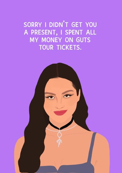 Funny Birthday Card - Olivia Rodrigo - Guts Tickets created by Chloe Dixon