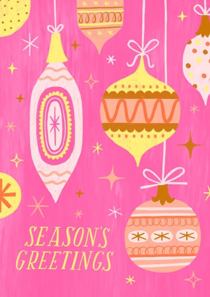 Pretty Christmas Card - Ornaments - Season’s Greetings created by Kay Wolfersperger