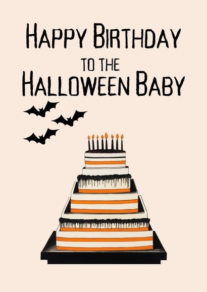 Cute Halloween Birthday Cake Card for Friend or Family created by GingerBeards