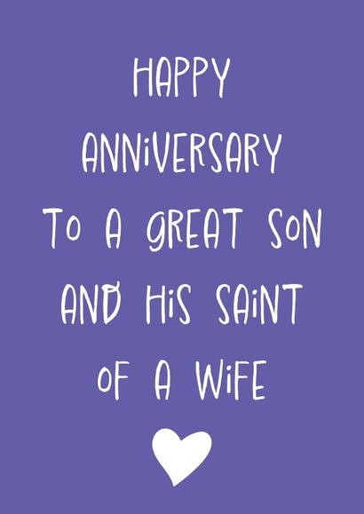 Funny Anniversary Card - Great Son - Saint of a Wife created by size3art