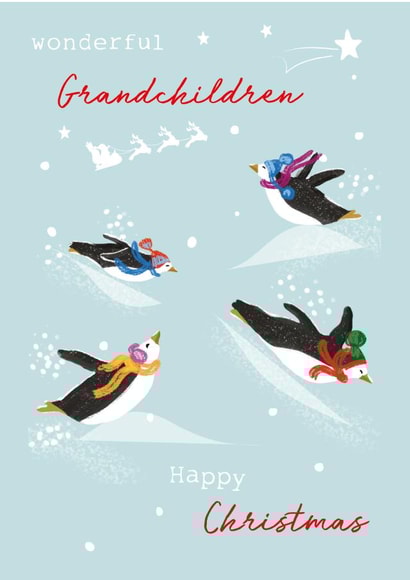 Penguins Christmas Card - Wonderful Grandchildren Christmas Card created by SABIVO Design by Sabina