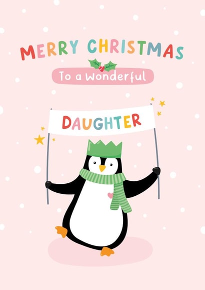Heartfelt Christmas Card - Daughter - Penguin created by Macie Dot Doodles