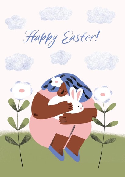 Cute Easter Card - Cuddle Bunny – Happy Easter created by Tania Potapova