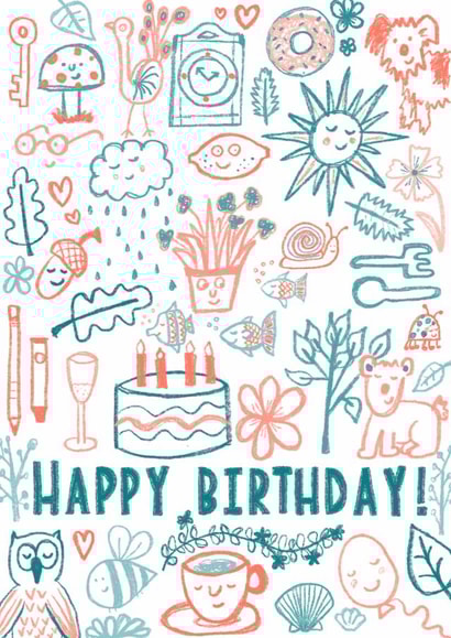 Cute Birthday Card - Happy Birthday Doodles created by Abi Bryan