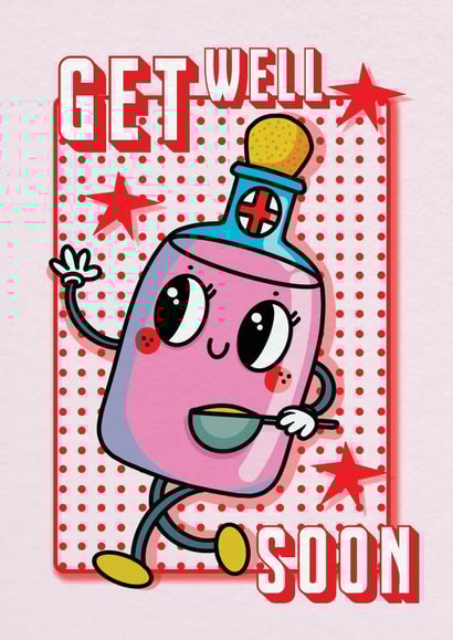 Vintage Cartoon Style Get Well Card - For everyone - Take Your Medicine created by NICHOLA COWDERY ILLUSTRATIONS