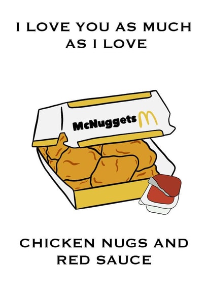 Cute Anniversary Card For Significant Other - Chicken Nugs and Red Sauce created by Design With Kym