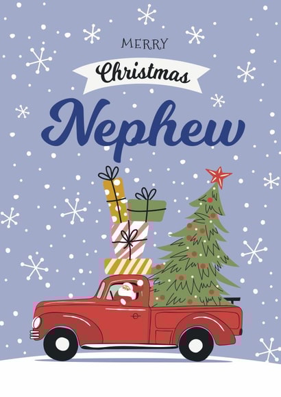 Cute Christmas Card - Nephew - Santa's Driving created by Geordies Love Gin