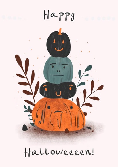 Pumpkin pile Halloween card created by Bidds and Bobs Illustration